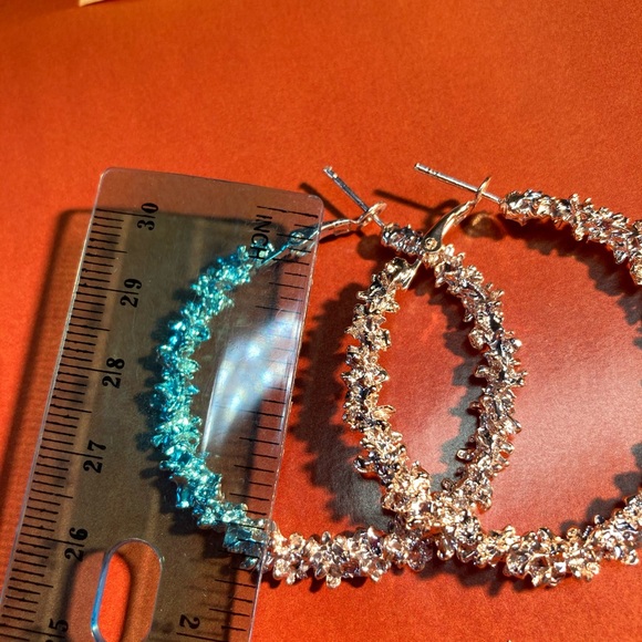 Silver Tone Hoop Earrings - Picture 3 of 3